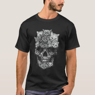 T-shirt Un crâne mais c'est chats Kitty squelette Hallowee