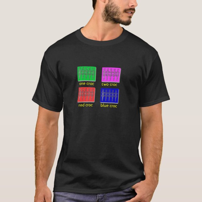 T-shirt un croc      du croc deux, croc rouge      de bleu (Devant)