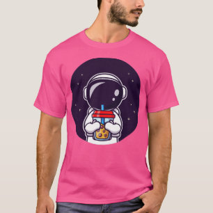 T-shirt Un Cupide astronaute Sirote Du Thé De Lait Boba