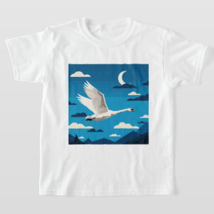 T-shirt Un cygne blanc volant dans le ciel nocturne