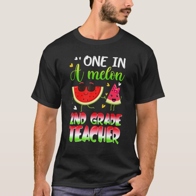T-shirt Un Dans Un Melon Enseignant De 2e Année Pastèque S (Devant)