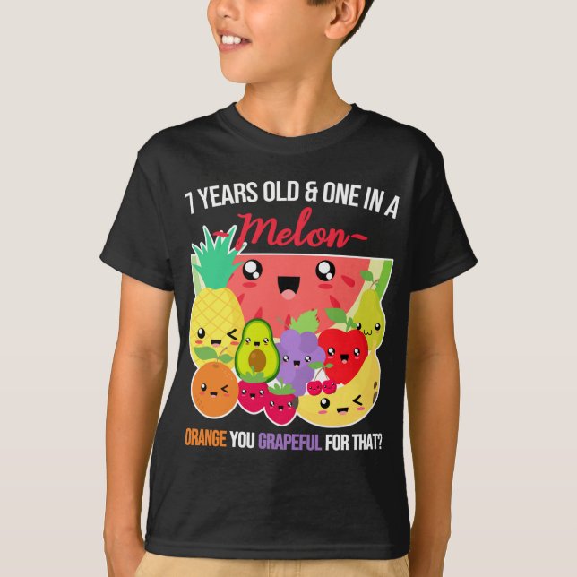 T-shirt Un dans un Melon Fruit Drôle Dit 7e Anniversaire - (Devant)