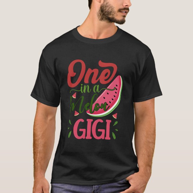 T-shirt Un Dans Un Melon Gigi Pastèque Famille Py Fête (Devant)