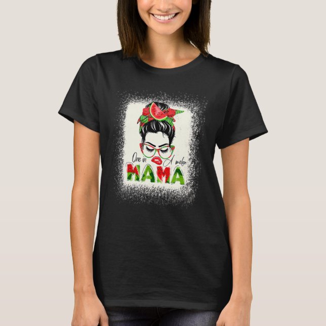 T-shirt Un Dans Un Melon Mama Messy Bun Watermelon Summer  (Devant)