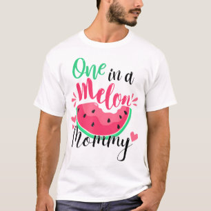 T-shirt Un Dans Un Melon Mommy Été Fête d'Anniversaire Mat