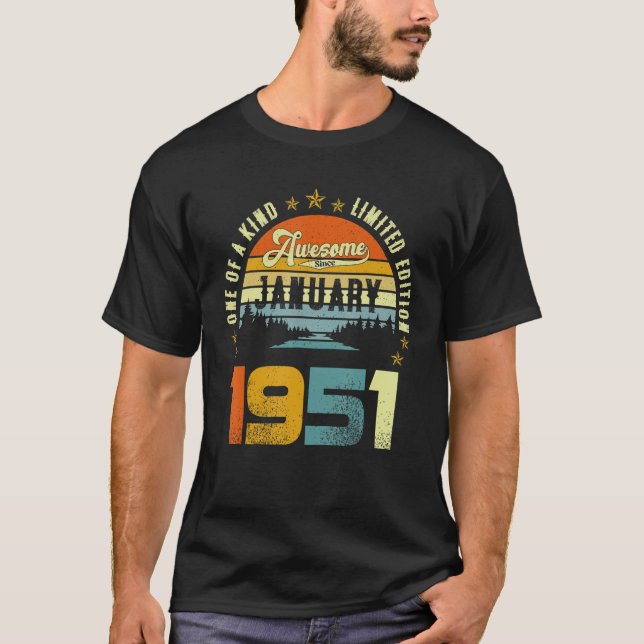 T-shirt Un Des Genres De Génial Depuis Janvier 1951 (Devant)