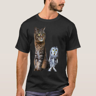 T-shirt Un design de chat et de hibou
