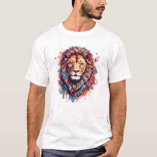 T-shirt Un design graphique psychédélique avec un lion