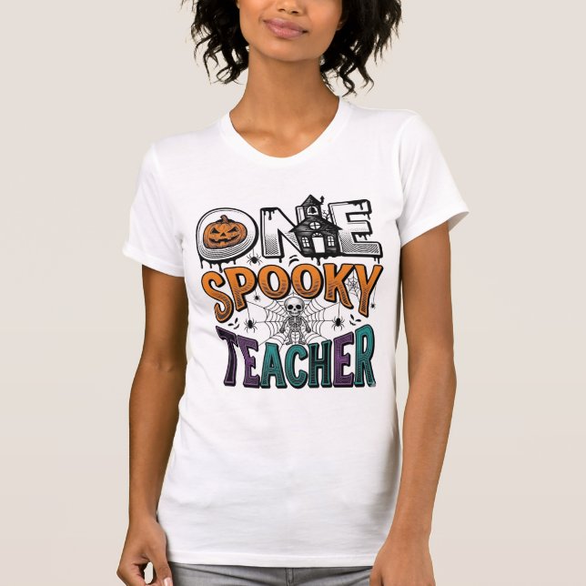 T-shirt Un design vectoriel Halloween d'un professeur effr (Devant)