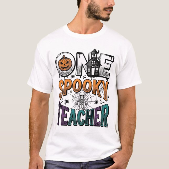 T-shirt Un design vectoriel Halloween d'un professeur effr (Devant)