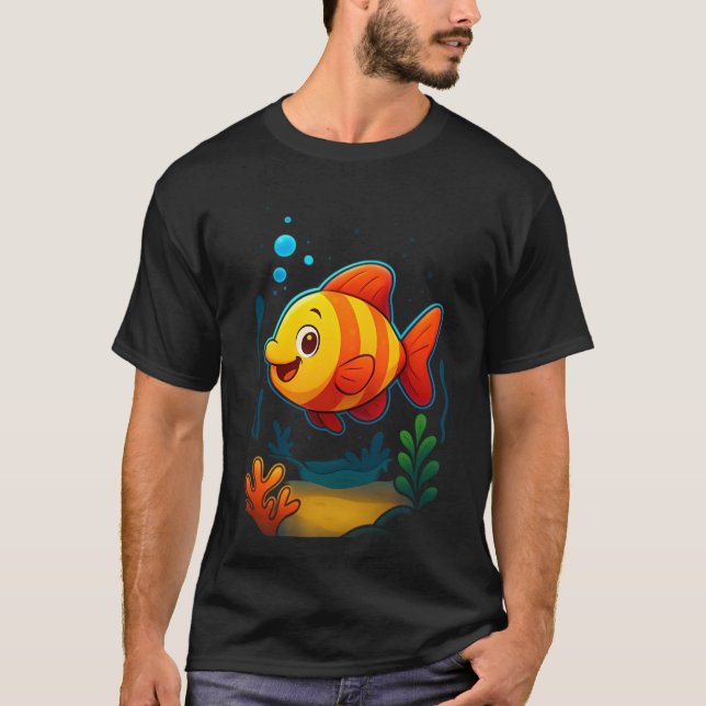 T-shirt Un dessin animé de poisson joyeux (Devant)