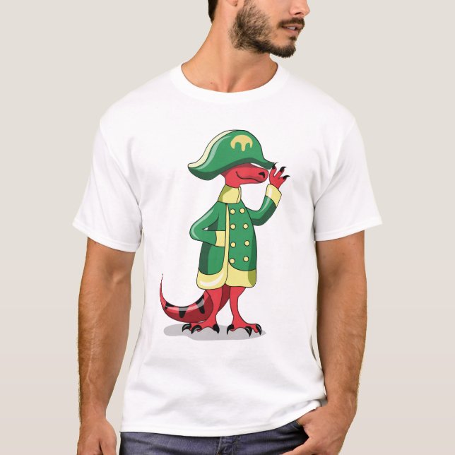 T-shirt Un Dessin Tyrannosaur Rex Habillé Comme Napoléon. (Devant)