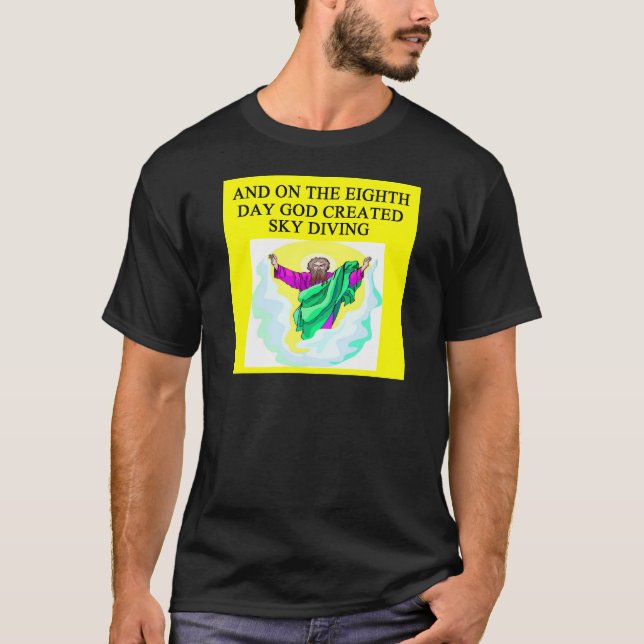 T-shirt un dieu a créé le parachutisme (Devant)