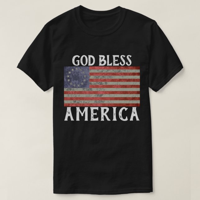 T-shirt Un dieu de drapeau de Betsy Ross bénissent le (Design devant)