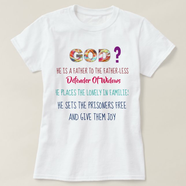 T-shirt Un DIEU est père - 68:5 de psaume - aux 6 (Design devant)