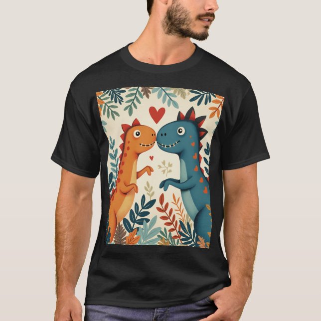 T-shirt un dinosaure amoureux (Devant)