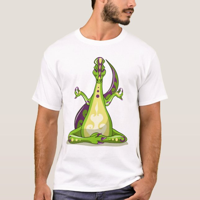 T-shirt Un Dinosaure Iguanodon Qui Fait Du Yoga. (Devant)