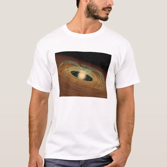 T-shirt Un disque poussiéreux formant une planète en orbit (Devant)