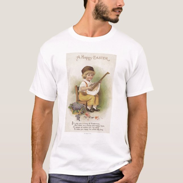 T-shirt Un EasterBoy heureux avec la guitare de Shell (Devant)