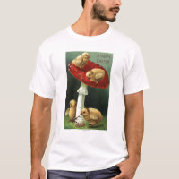 Un EasterChicks heureux sur le champignon rouge