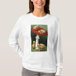 T-shirt Un EasterChicks heureux sur le champignon rouge