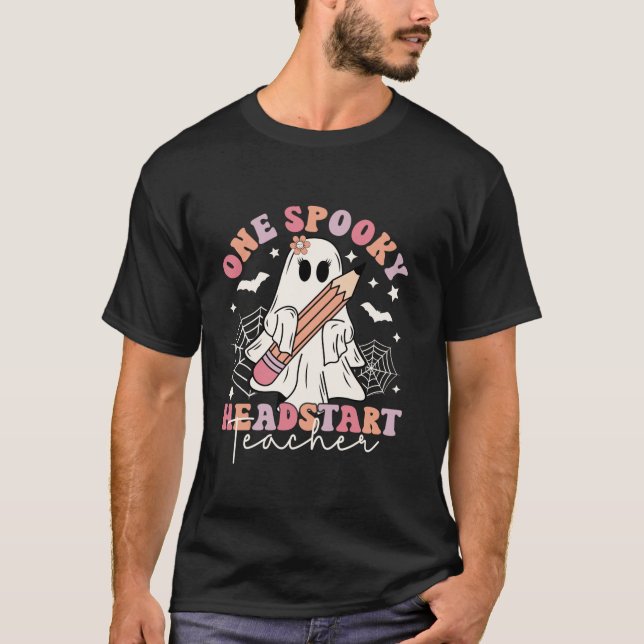 T-shirt Un Éffrayant Head Start enseignant Ghost Retro Hal (Devant)
