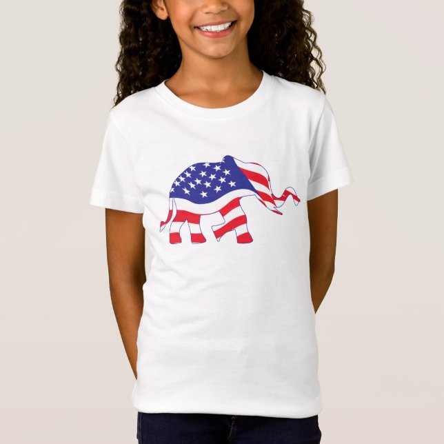 T-Shirt Un éléphant confectionné dans le drapeau américain (Devant)