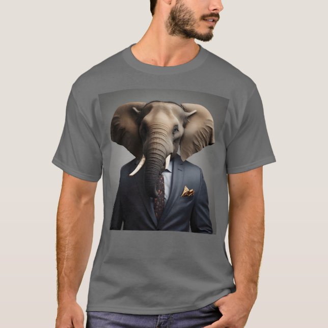T-shirt Un éléphant drôle en costume (Devant)