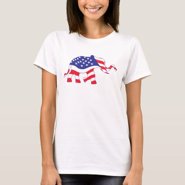 T-shirt Un éléphant fabriqué dans un drapeau américain (Devant)