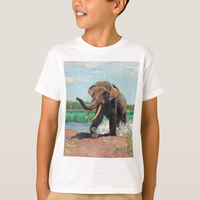 T-shirt Un éléphant indien dans un trou d'eau par Wilhelm  (Devant)
