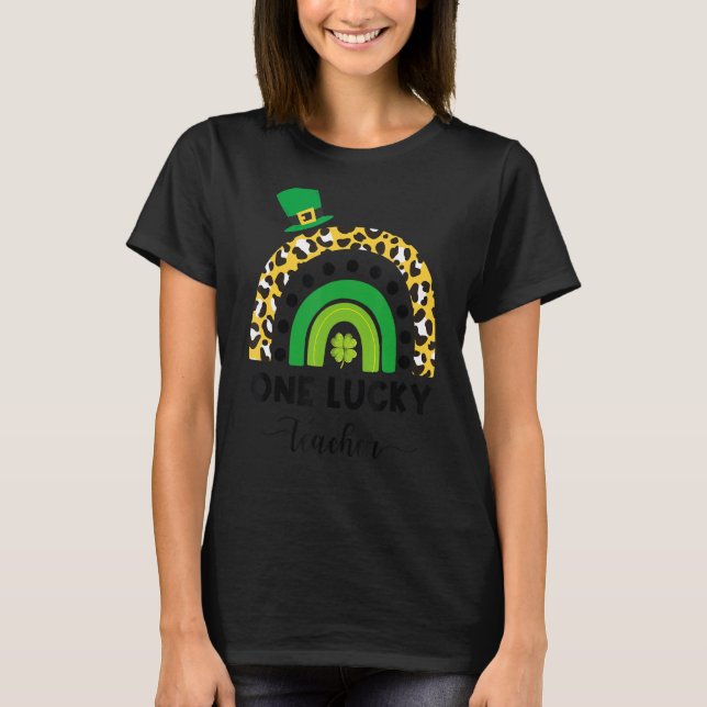 T-shirt Un Empreinte de léopard enseignant chanceux Rainbo (Devant)