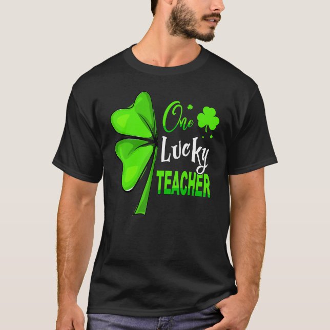 T-shirt Un enseignant chanceux Clover Shamrock irlandais S (Devant)