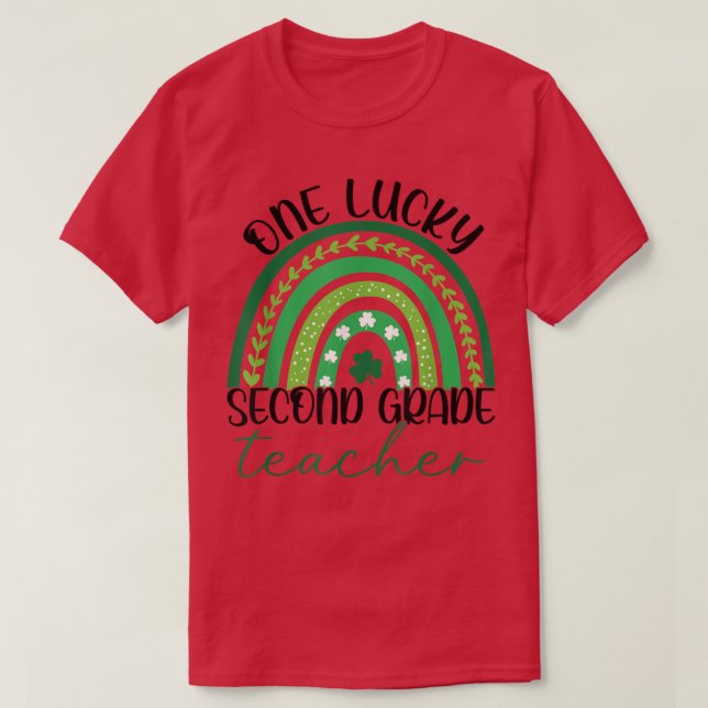 T-shirt Un enseignant chanceux St Patrick's Day 2e année E (Design devant)