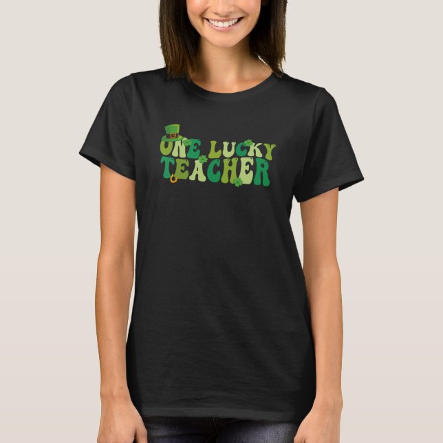 T-shirt Un enseignant chanceux Super rétro St patrick Vint (Devant)