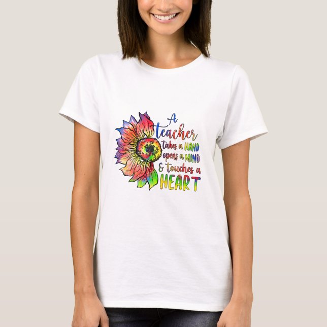 T-shirt Un Enseignant Prend La Main Ouvre L'Esprit (Devant)