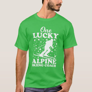 T-shirt Un entraîneur de ski alpin chanceux St. Patrick's 
