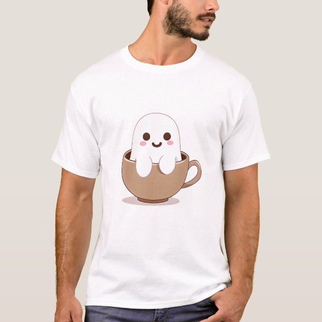 T-shirt Un fantôme en coupe de café (Devant)
