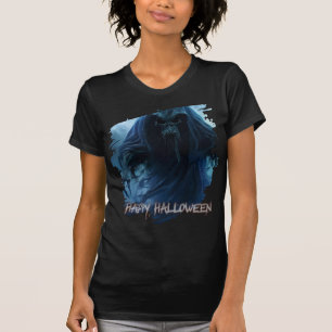 T-shirt Un fantôme noir dans un paysage désarmé - Hallowee