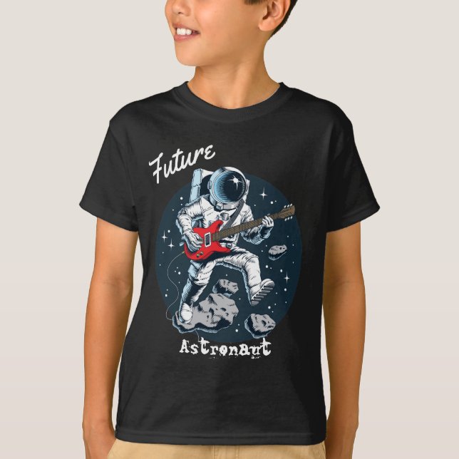 T-shirt Un futur astronaute de l'espace joue de la guitare (Devant)