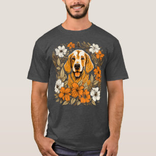 T-shirt Un Golden Retriever entouré de Lilies illustrées