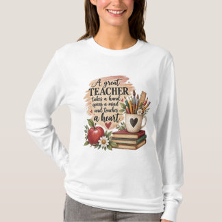 T-shirt Un grand enseignant prend la main et touche le cœu