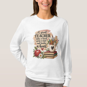 T-shirt Un grand enseignant prend la main et touche le cœu