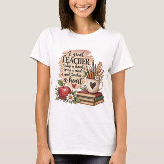 T-shirt Un grand enseignant prend la main et touche le cœu