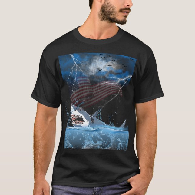 T-shirt un grand requin qui saute hors de l'eau pendant un (Devant)