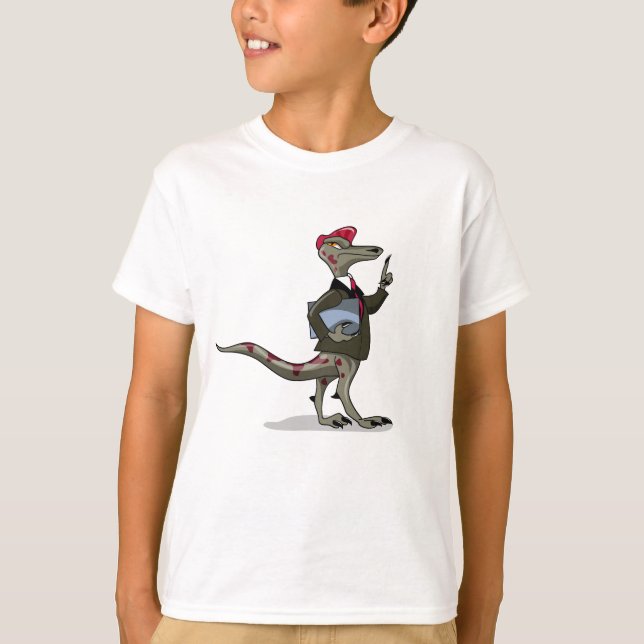 T-shirt Un Greffier De Caricature Iguanodon. (Devant)