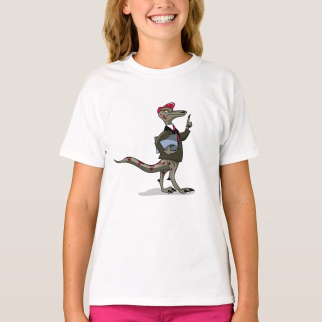 T-shirt Un Greffier De Caricature Iguanodon. (Devant)