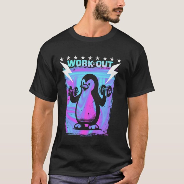 T-SHIRT UN GYM PENGUIN - EXERCICE D'EXERCICE VIBES AMUSANT (Devant)
