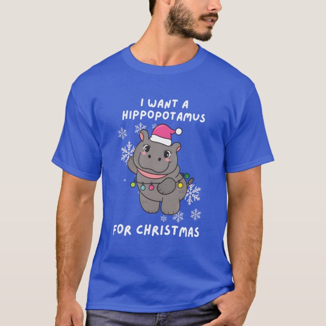T-shirt Un hippopotame pour Noël Joyeux rétro de Noël (Devant)