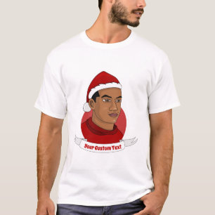 T-shirt Un homme avec le Père Noël casquette dessin animé