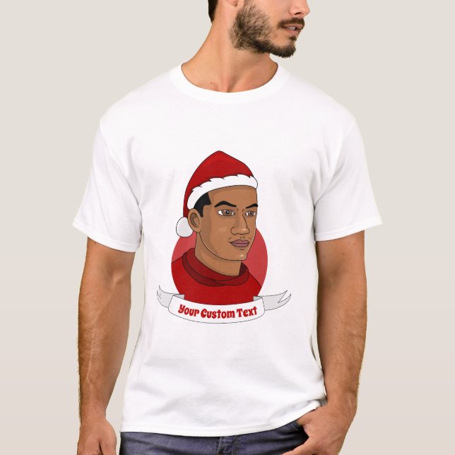 T-shirt Un homme avec le Père Noël casquette dessin animé (Devant)